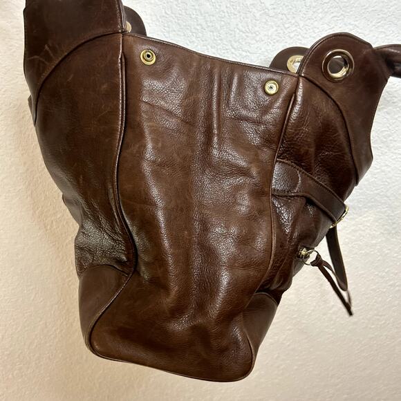 Foley and Corinna Leather Shoulder Bag Brown Gold Turnkey Boho - Picture 12 of 15